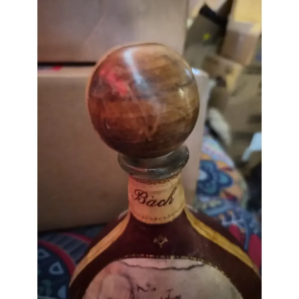 Vintage Fausto Cobturi Leather Covered Whiskey Decanter Dedicated To Composer...